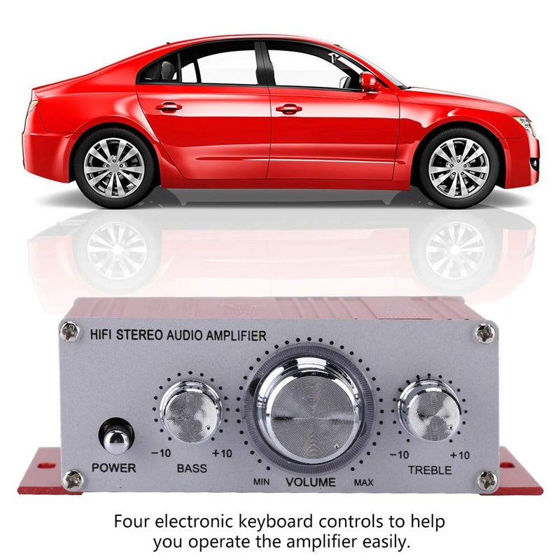 Pomya Stereo Audio Amplifier, Mini Digital HiFi Bass Audio Subwoofer Amp, Portable Music CD DVD MP3 FM Player Power Amplifier for Home Car, Motorcycles(Red) - Image 5